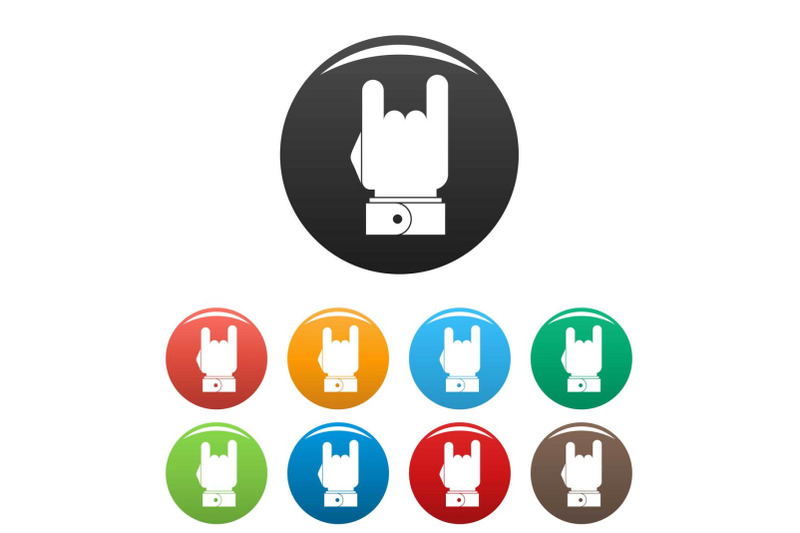 hand-music-icons-set-color-vector