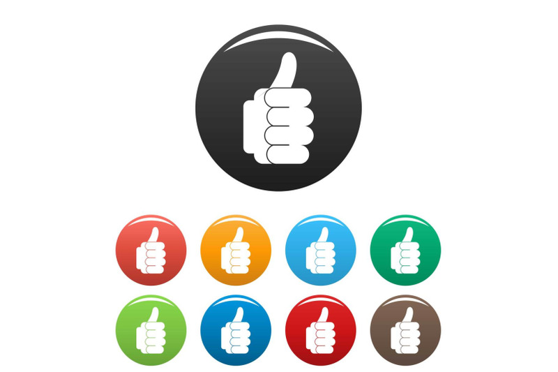 hand-approval-icons-set-color-vector
