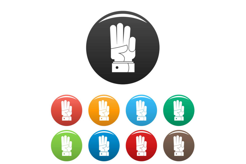 hand-three-icons-set-color-vector