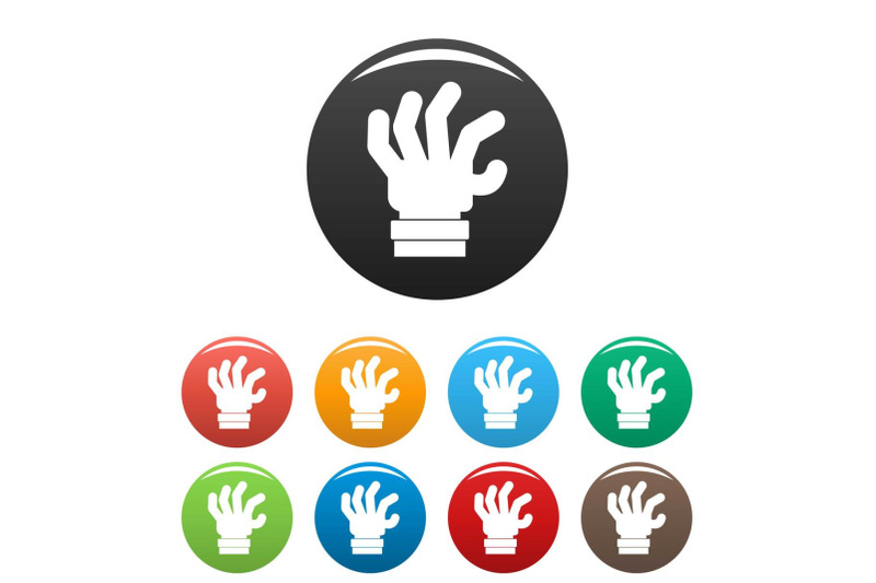 hand-fear-icons-set-color-vector