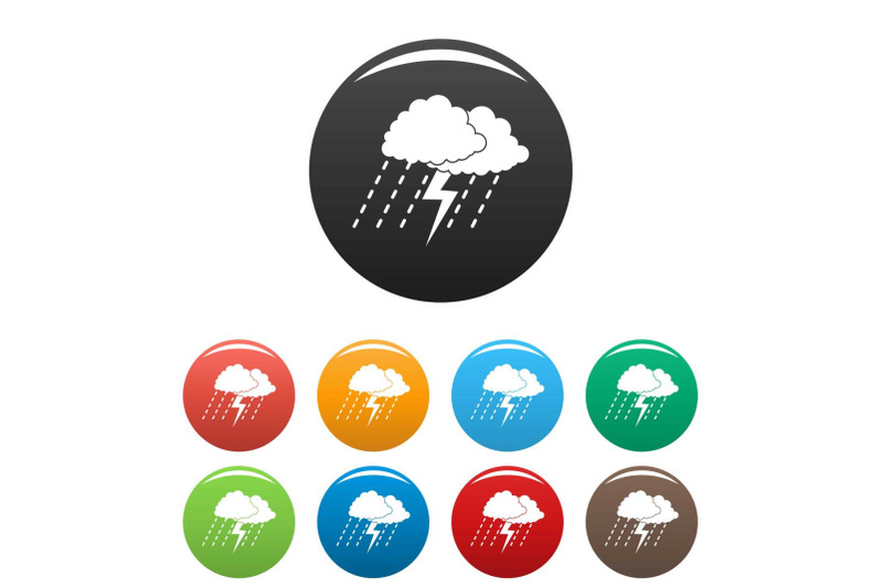 cloud-thunder-icons-set-color-vector
