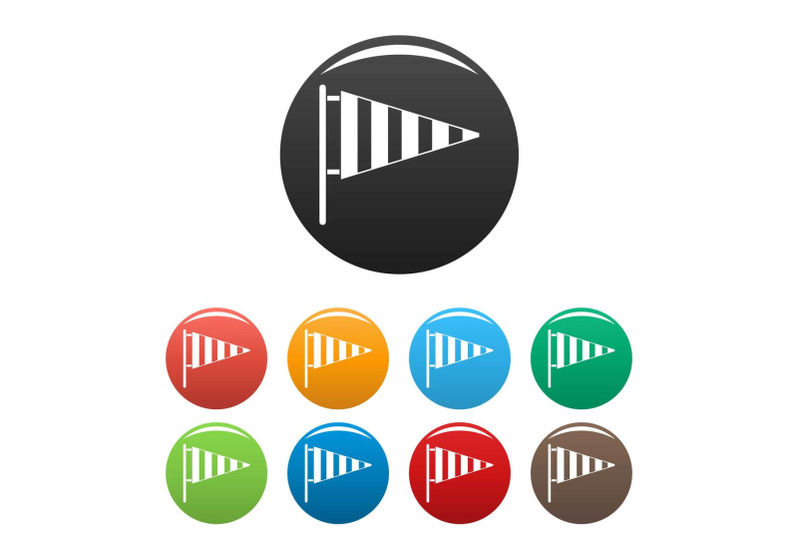 meteorology-windsock-icons-set-color-vector