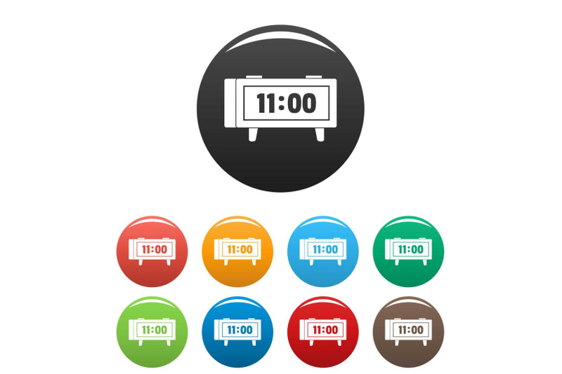 alarm-clock-retro-icons-set-color-vector
