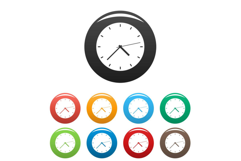 clock-modern-icons-set-color-vector