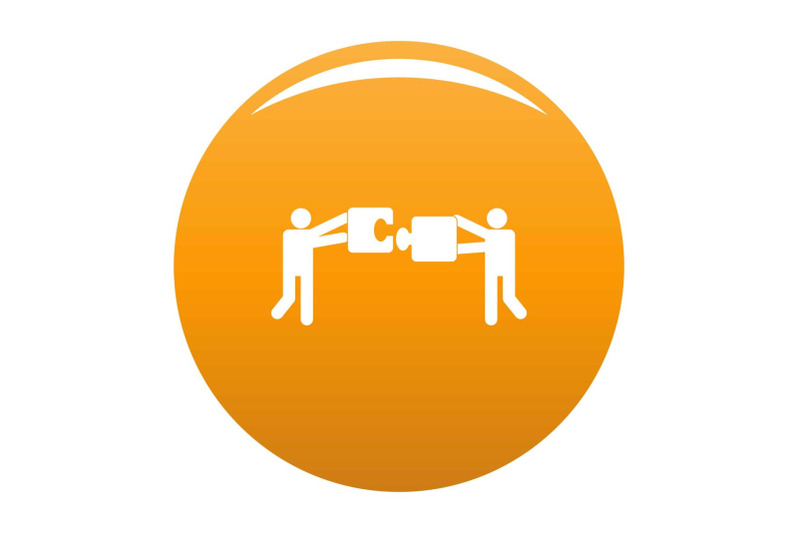 teamwork-with-puzzle-icon-vector-orange