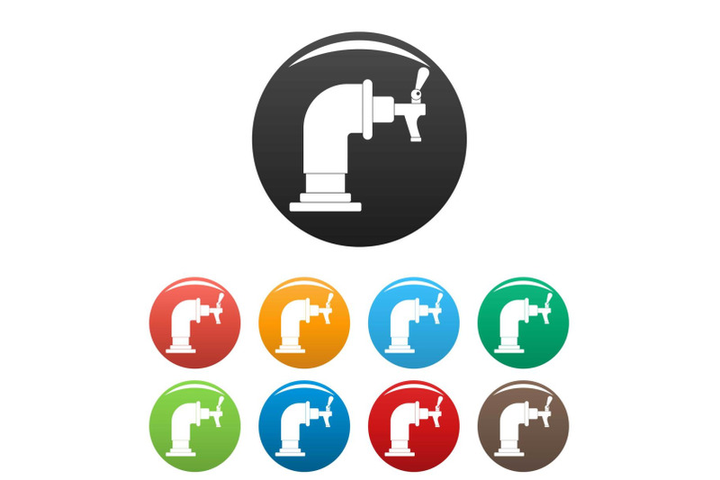 water-tap-icons-set-color-vector