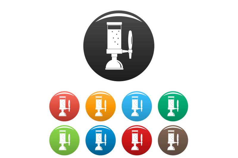 beer-tap-icons-set-color-vector