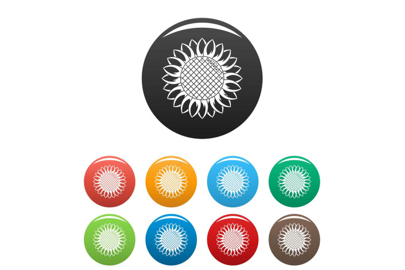 round-sunflower-icons-set-color-vector