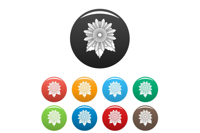 natural-sunflower-icons-set-color-vector