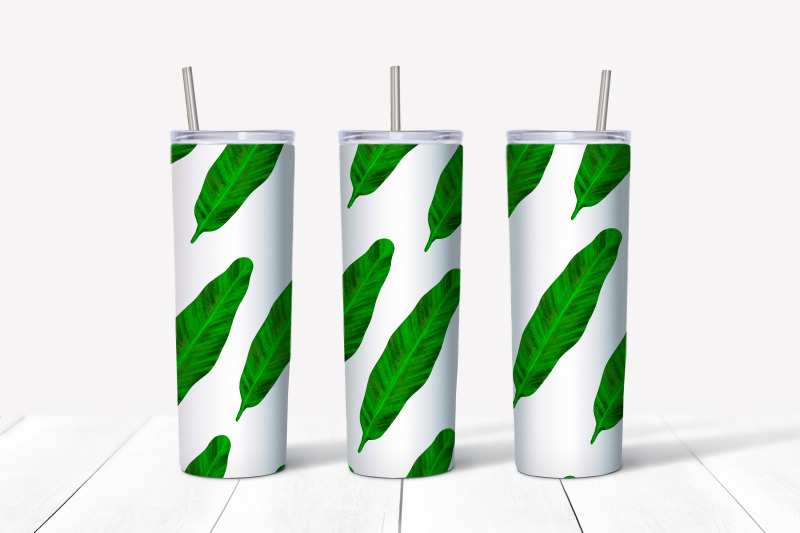 tropical-leaves-sublimation-design-skinny-tumbler-wrap-design