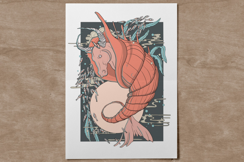 poster-shrimp-horse-seamless-pattern-digital-paper-png