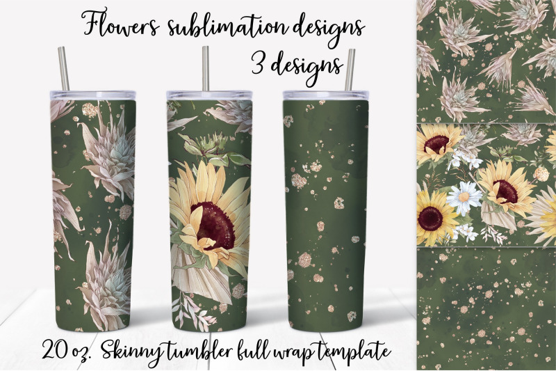 sunflowers-sublimation-design-skinny-tumbler-wrap-design