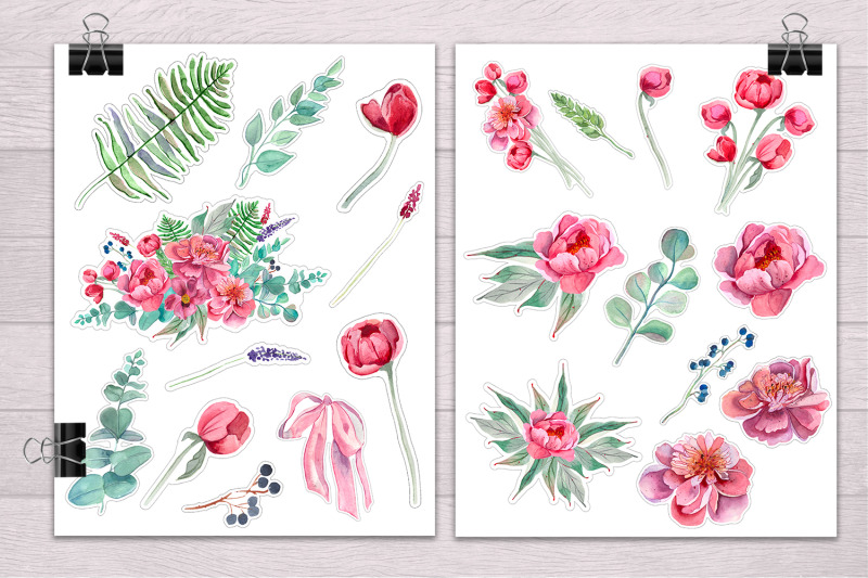 peonies-watercolor-sticker-pack