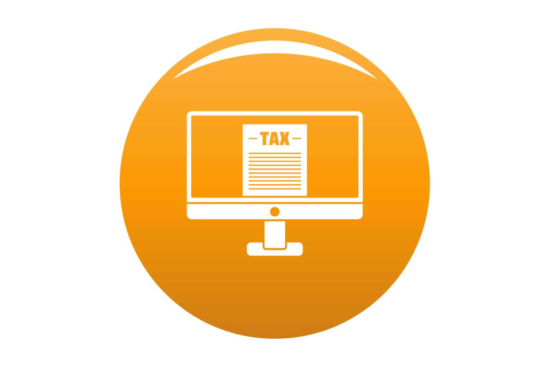 tax-by-computer-icon-vector-orange