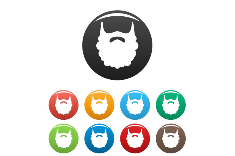 fluffy-beard-icons-set-color-vector