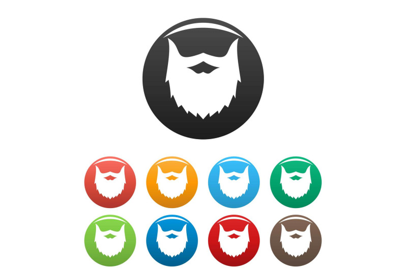 villainous-beard-icons-set-color-vector