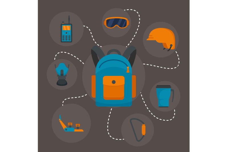 hiking-equipment-background-flat-style