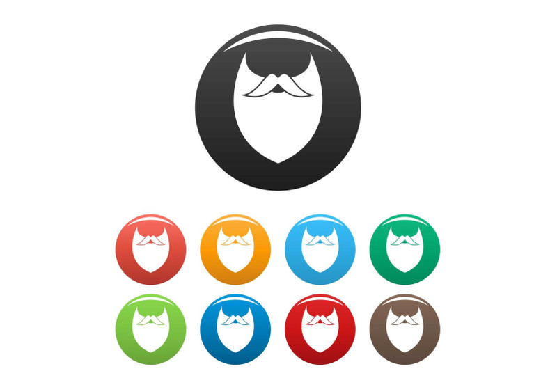dense-beard-icons-set-color-vector
