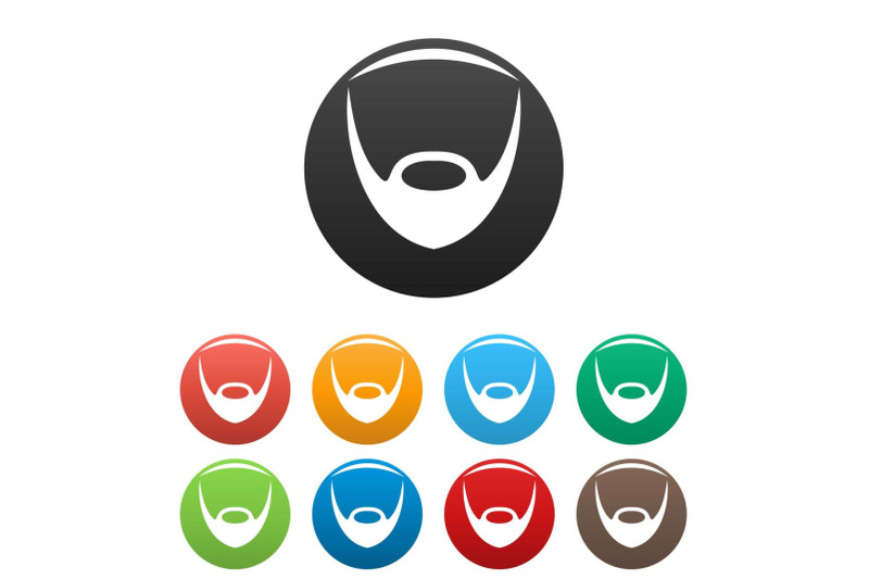 oval-beard-icons-set-color-vector