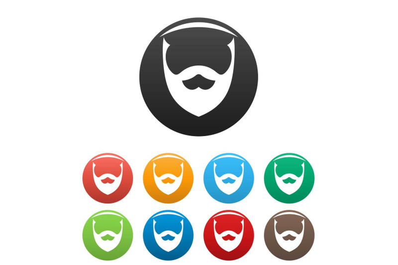 stylish-beard-icons-set-color-vector