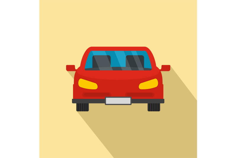 red-front-car-icon-flat-style