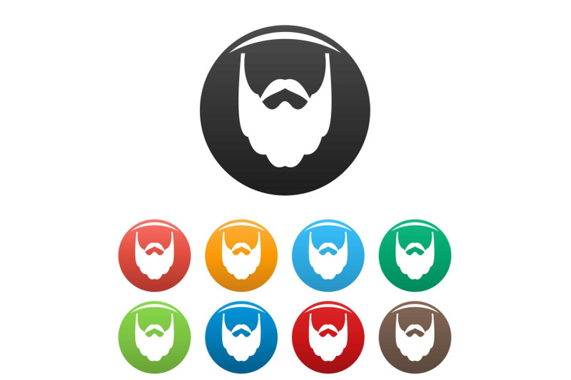long-beard-icons-set-color-vector