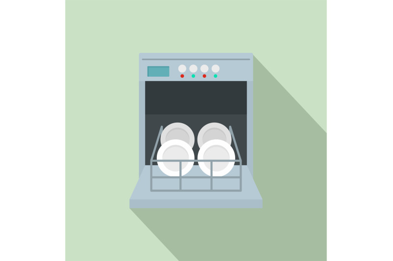 open-dishwasher-icon-flat-style