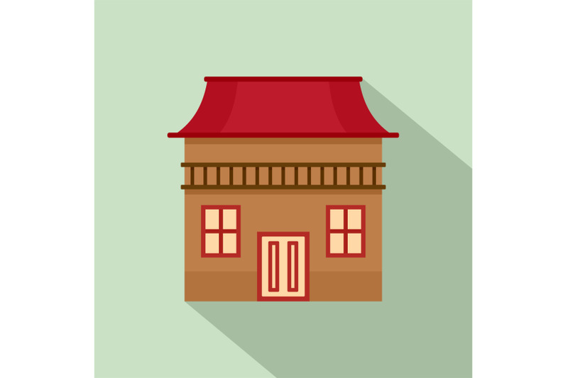 wood-house-icon-flat-style