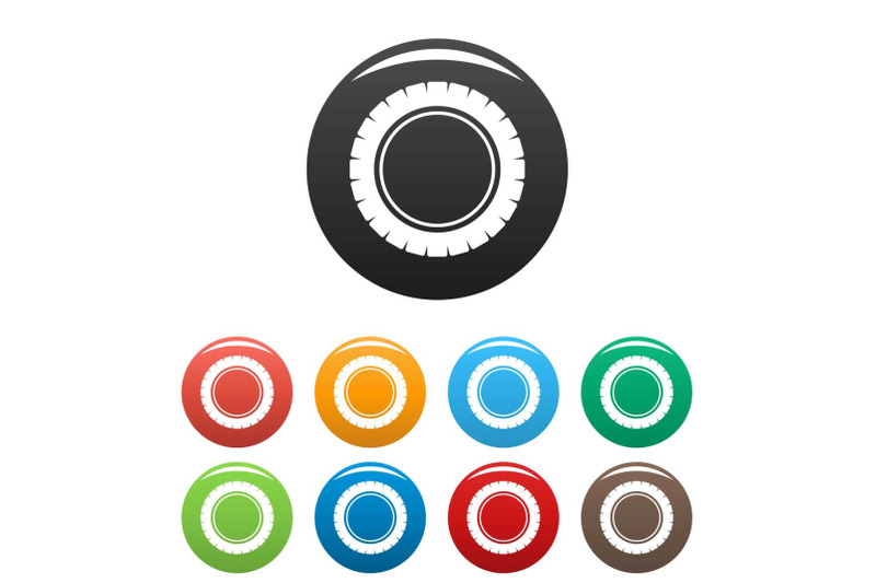 single-tire-icons-set-color-vector