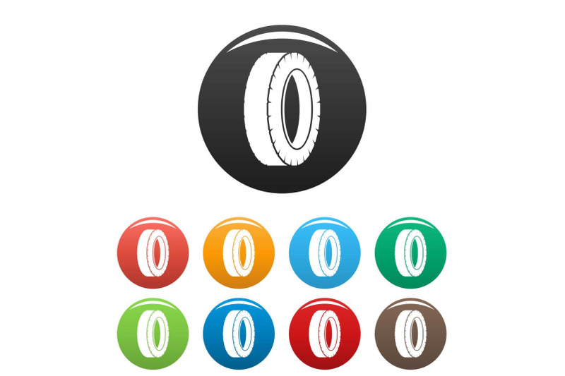 turning-tire-icons-set-color-vector