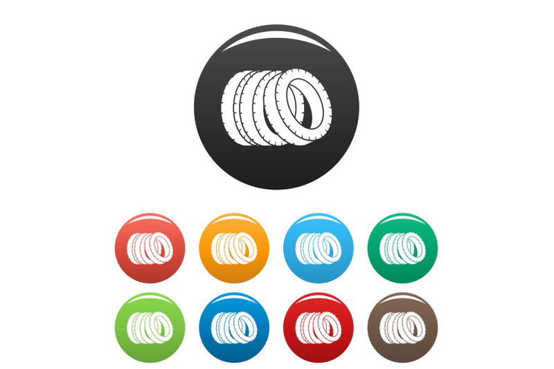 pile-of-tire-icons-set-color-vector