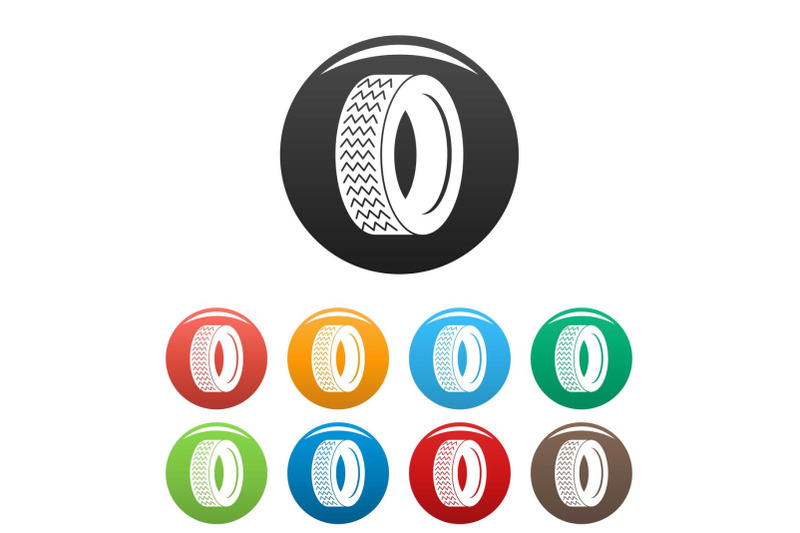 machine-tire-icons-set-color-vector
