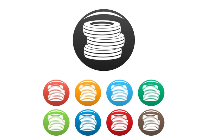 tire-fitting-icons-set-color-vector