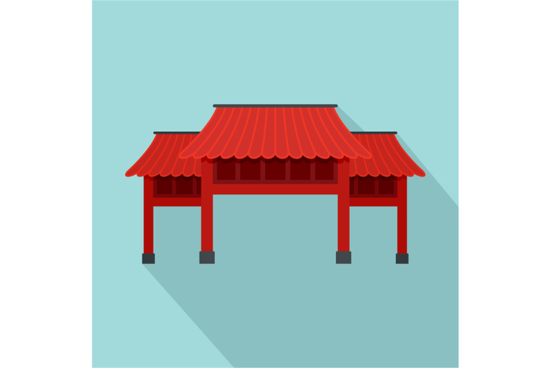 red-asian-arch-icon-flat-style