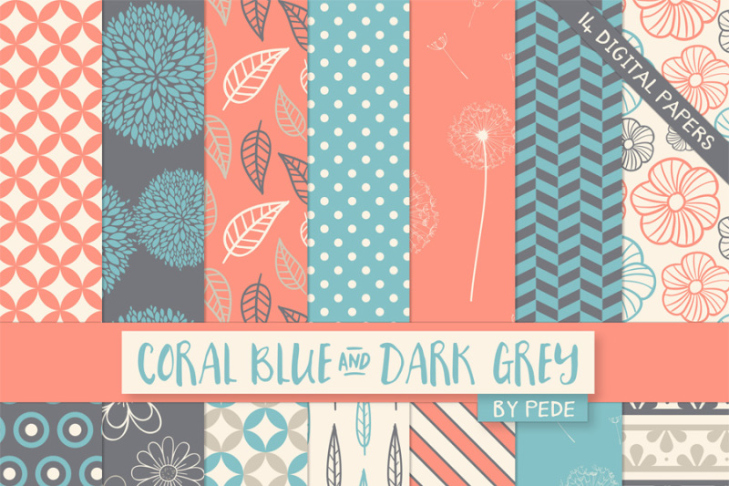 coral-blue-and-dark-grey-digital-paper-pack