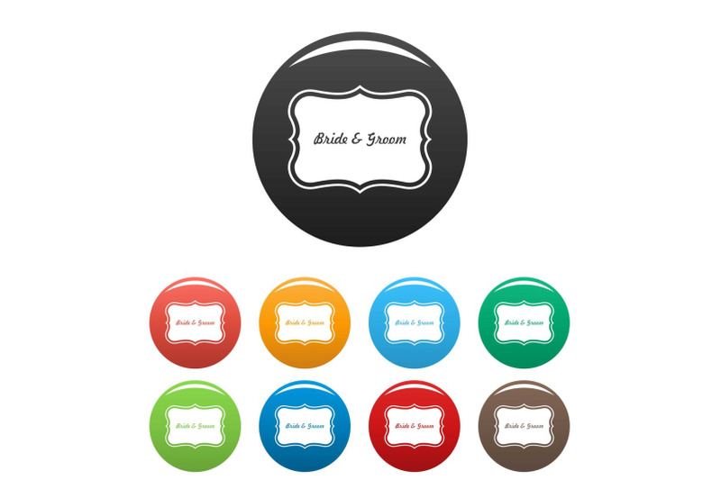 just-married-label-icons-set-color-vector