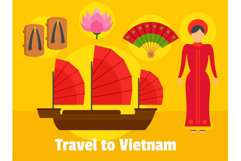 travel-to-vietnam-background-flat-style