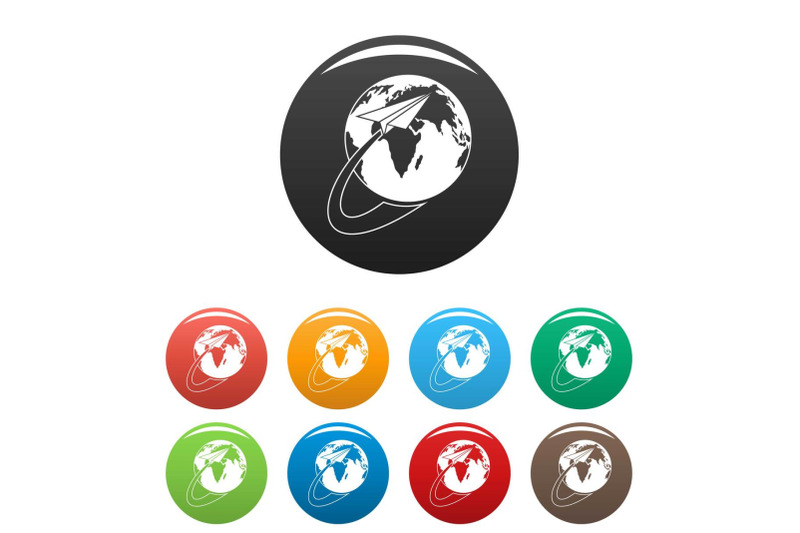 around-the-world-icons-set-color-vector