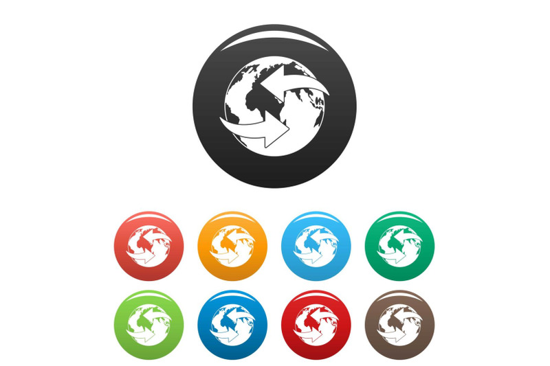 moving-earth-icons-set-color-vector