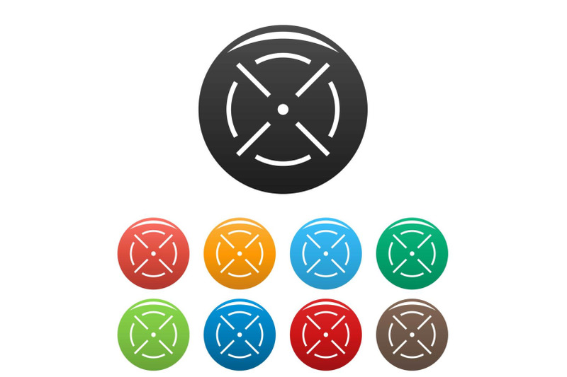 close-radar-icons-set-color-vector