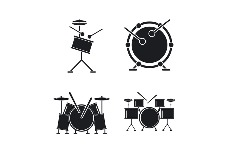 drum-rock-kit-music-icons-set-simple-style