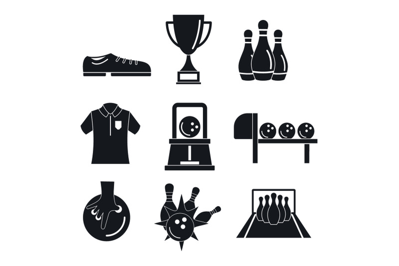 bowling-kegling-game-icons-set-simple-style