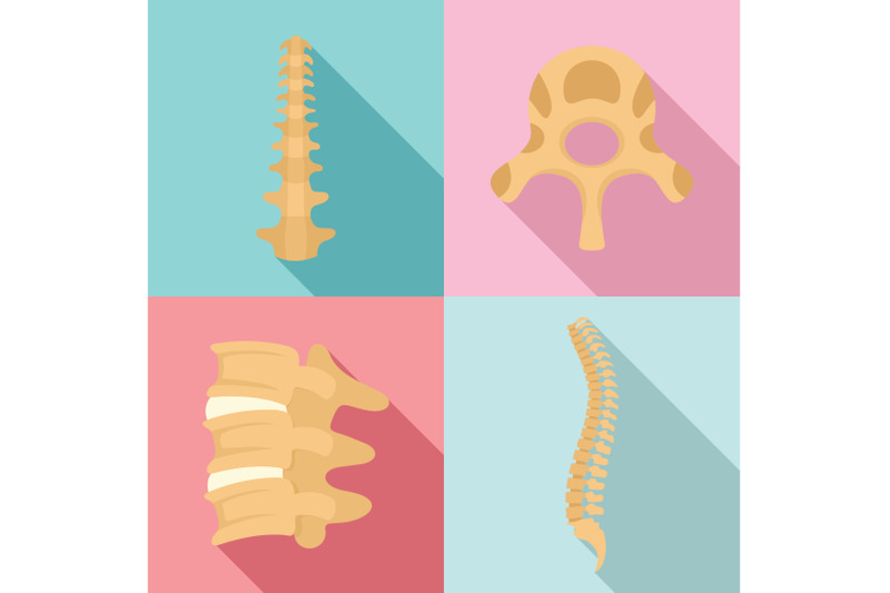 spine-orthopedic-vertebra-icons-set-flat-style