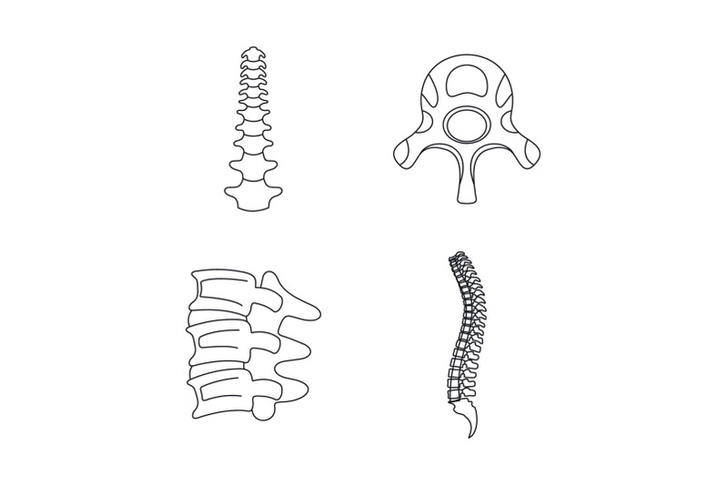 spine-orthopedic-vertebra-icons-set-outline-style