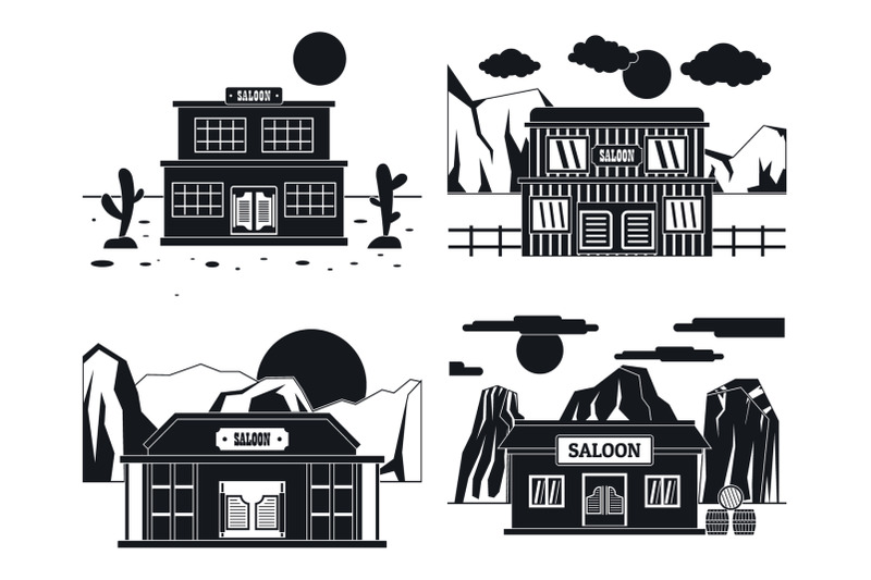 saloon-wild-west-banner-concept-set-simple-style