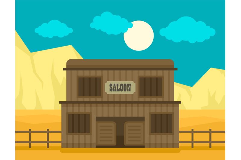 western-saloon-concept-background-flat-style