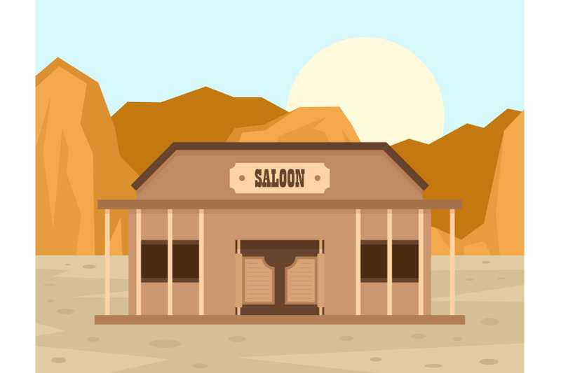 texas-saloon-concept-background-flat-style