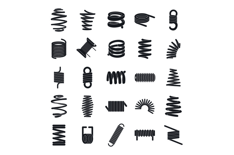 coil-spring-cable-icons-set-simple-style