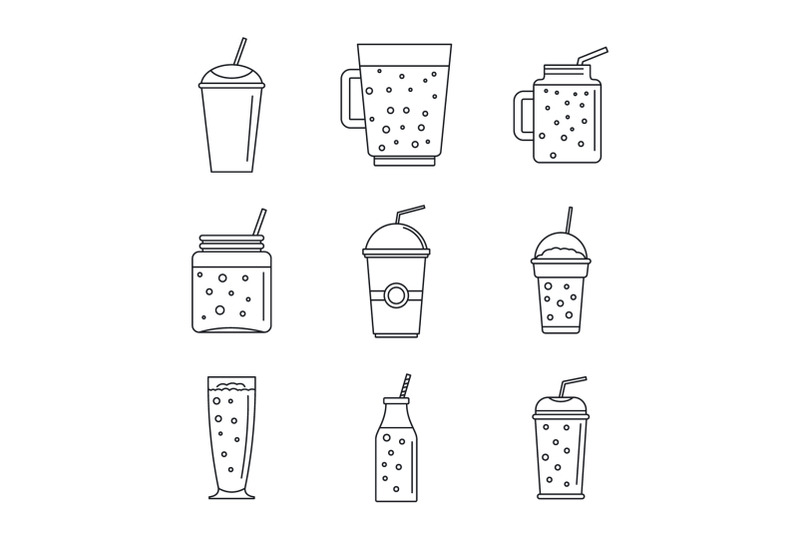 smoothie-fruit-juice-icons-set-outline-style