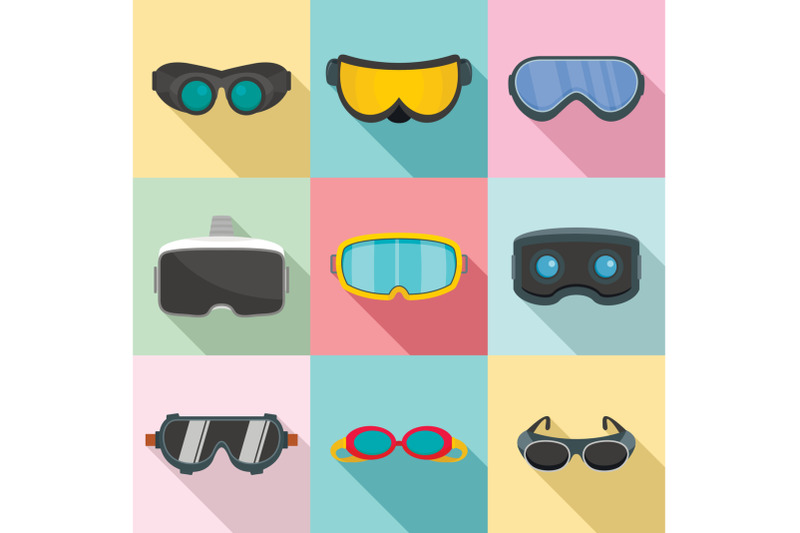 goggles-ski-glass-mask-icons-set-flat-style